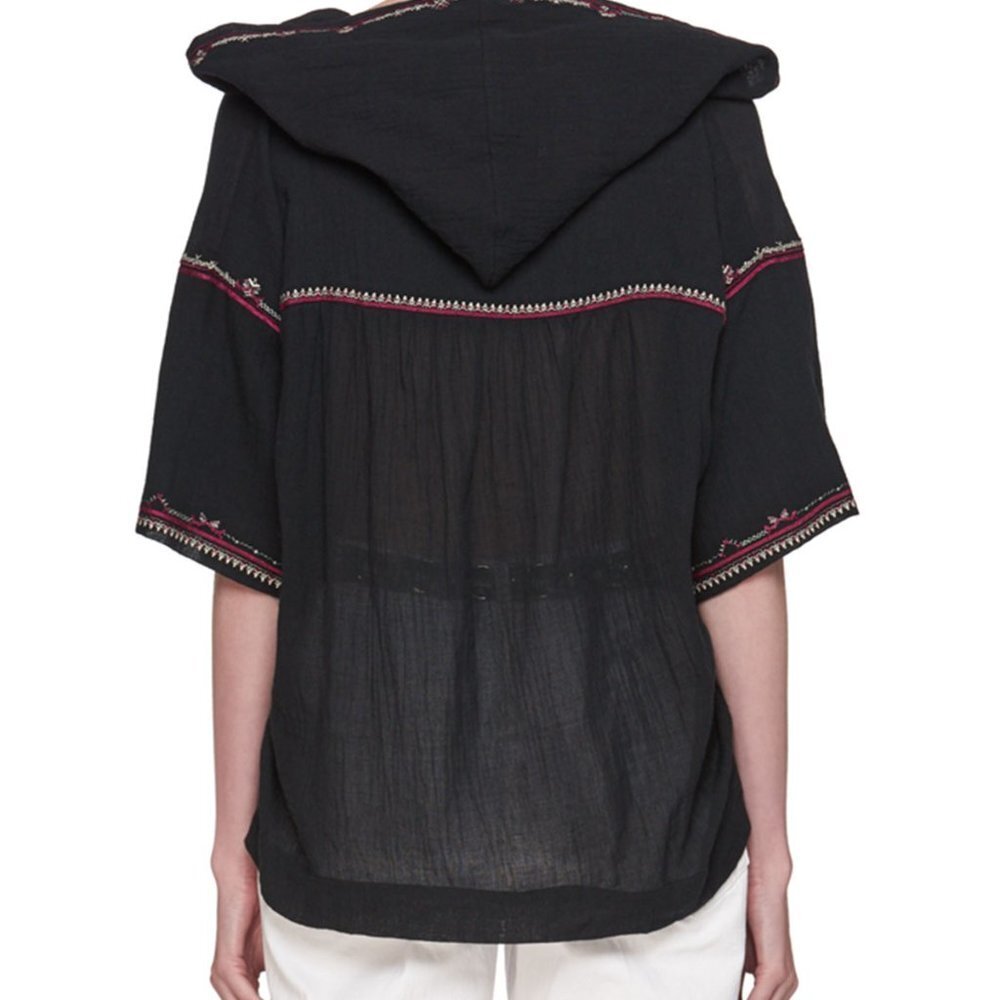ETOILE ISABEL MARANT Mekki Half-Sleeve Hooded Blouse with Embroidery - Picture 4 of 10